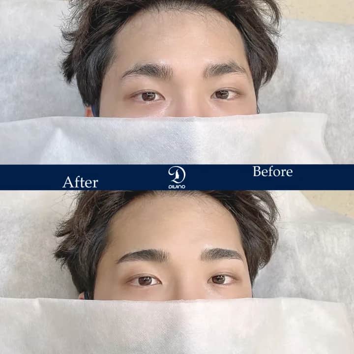 남자 반세미아치 눈썹